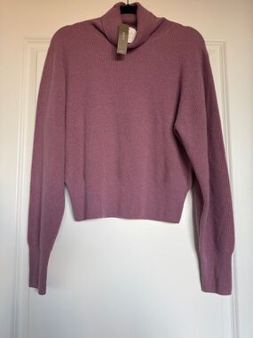 NWT! J. CREW Women’s Ribbed Cashmere Turtleneck Sweater Smoky Orchid Size Medium